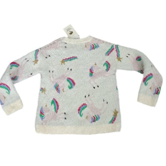 NWT Tucker + Tate Girls White Pink Unicorn Sweater Size 4 - Picture 7 of 9